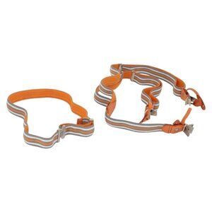 HERMES Suspenders Belt Canvas Leather 2 Set Orange Auth bs29192